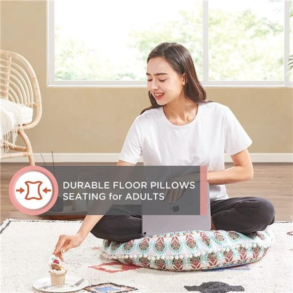 32 Inch Round Floor Pillow, Large Meditation Pouf Cushion , Memory Foam Stuffer - Picture 5 of 7